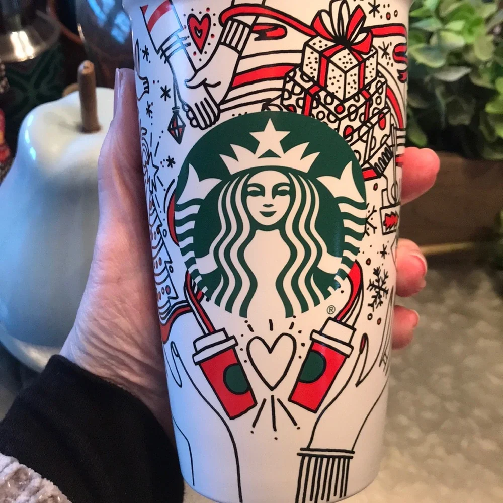 Starbucks 2017 Christmas Hand Holding Travel Mug